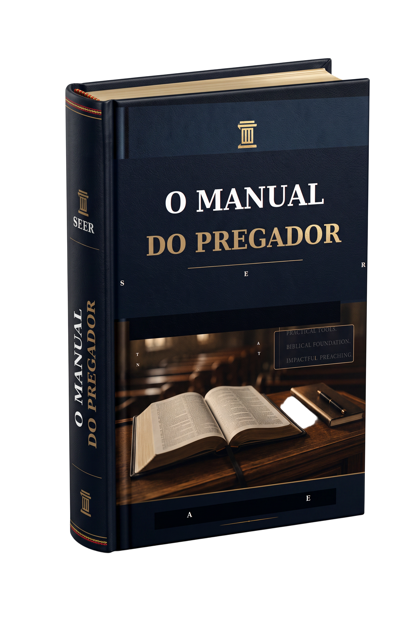 O Manual do Pregador — Como Preparar Esboços de Sermões, em mockup 3D